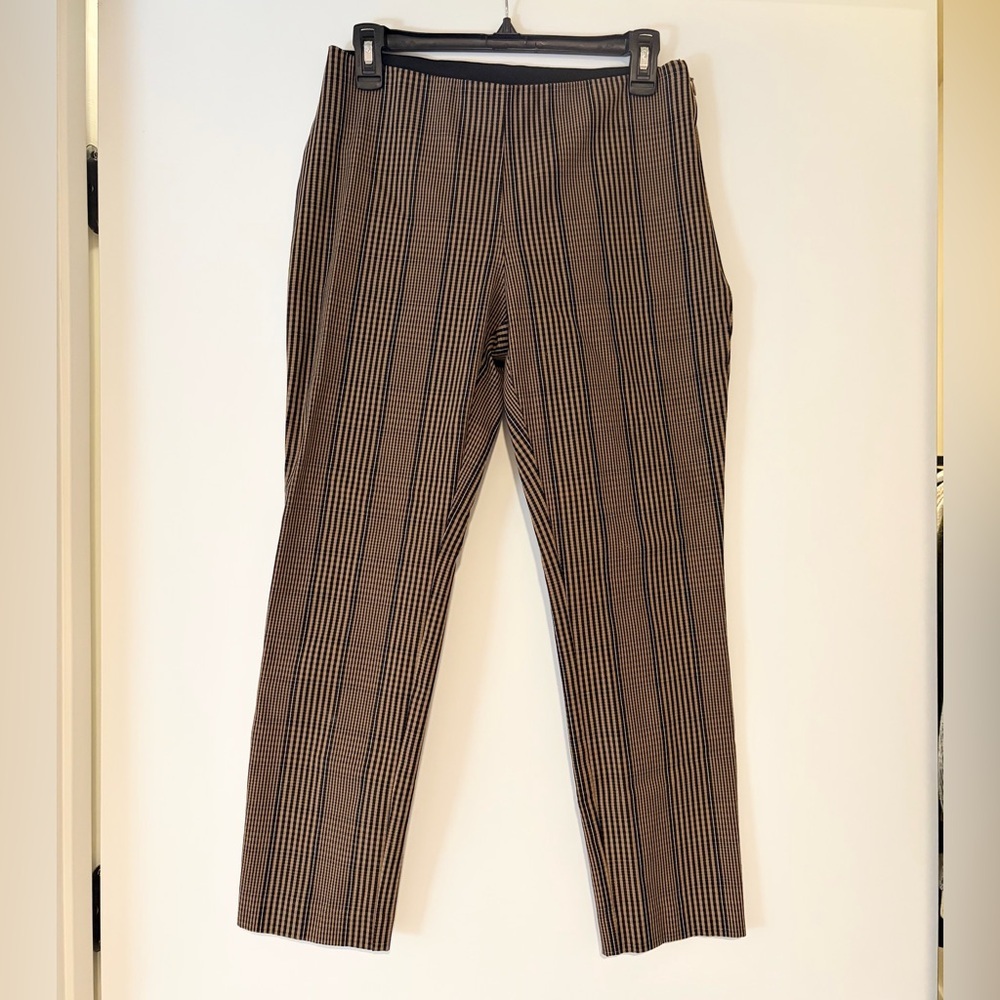 A New Day Side Zip Skinny Ankle Dress Pants Brown Plaid, Size 6